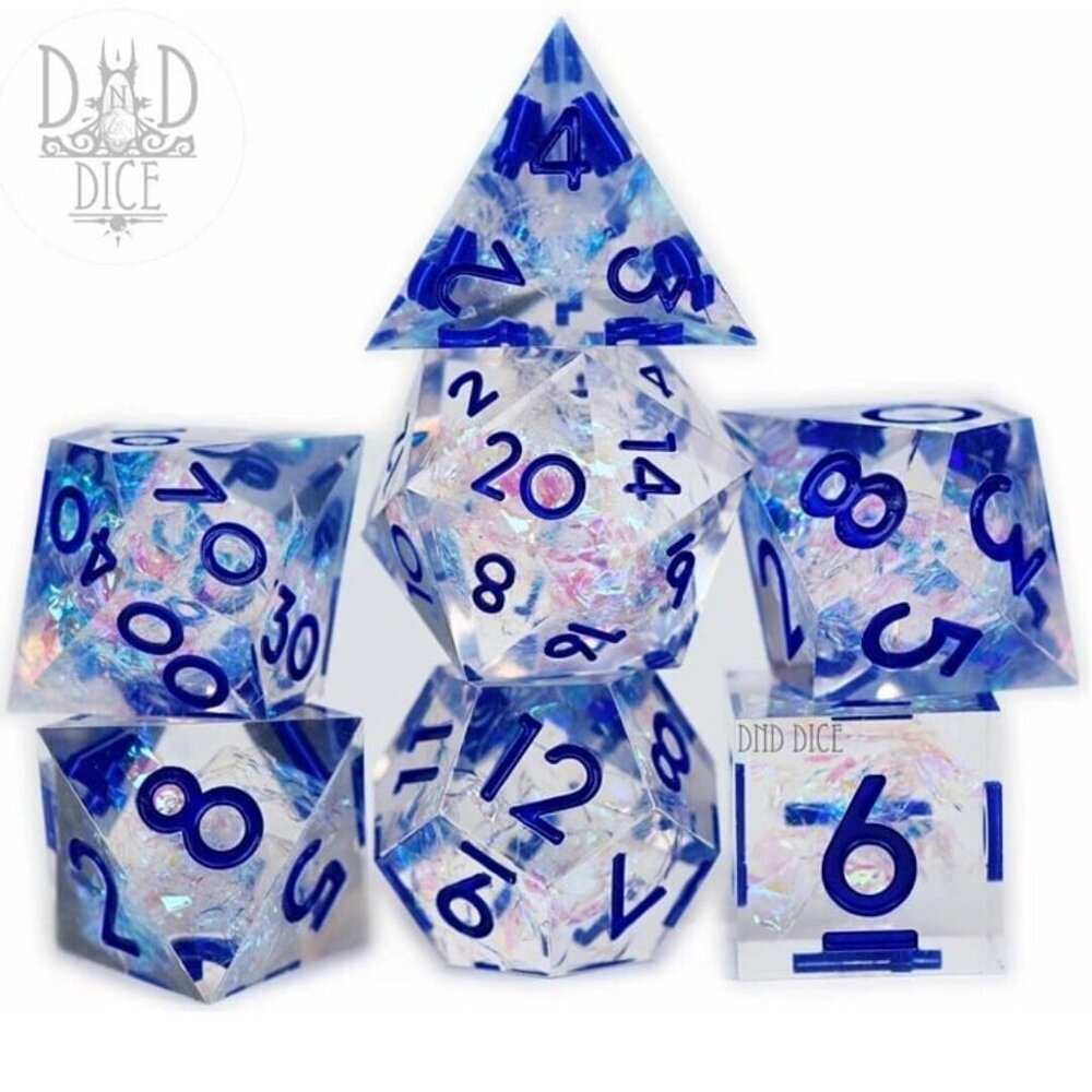DND Dice Set - Time Shatter - 7‎ RARE Handmade Resin Dice - RPG Tabletop Gaming